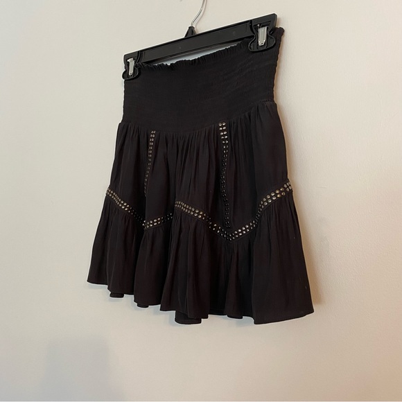 Ramy Brook black smocked waist mini skirt stud detail size extra small - Picture 2 of 7